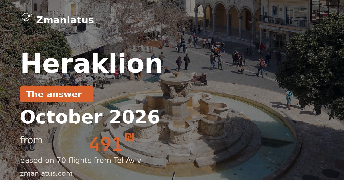 When is it cheapest to fly to Heraklion — October 2026, from 491₪