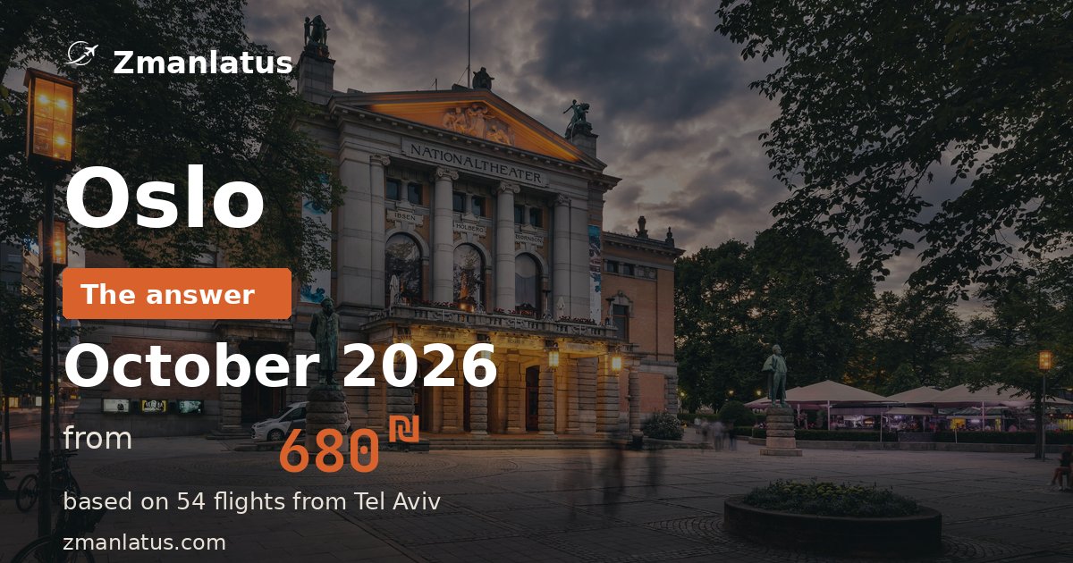 When is it cheapest to fly to Oslo — October 2026, from 680₪
