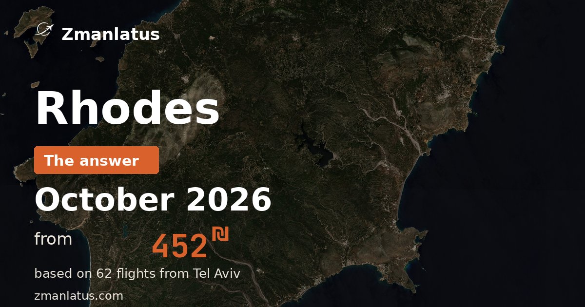 When is it cheapest to fly to Rhodes — October 2026, from 452₪