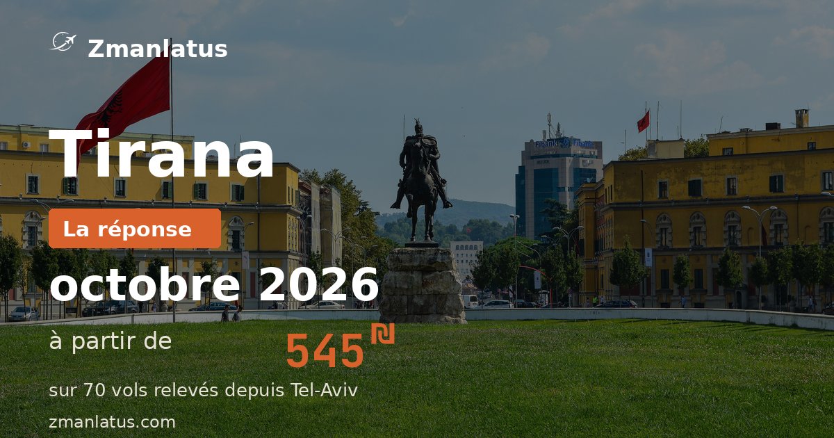 Quand part-on pour Tirana au meilleur prix — octobre 2026, à partir de 545₪