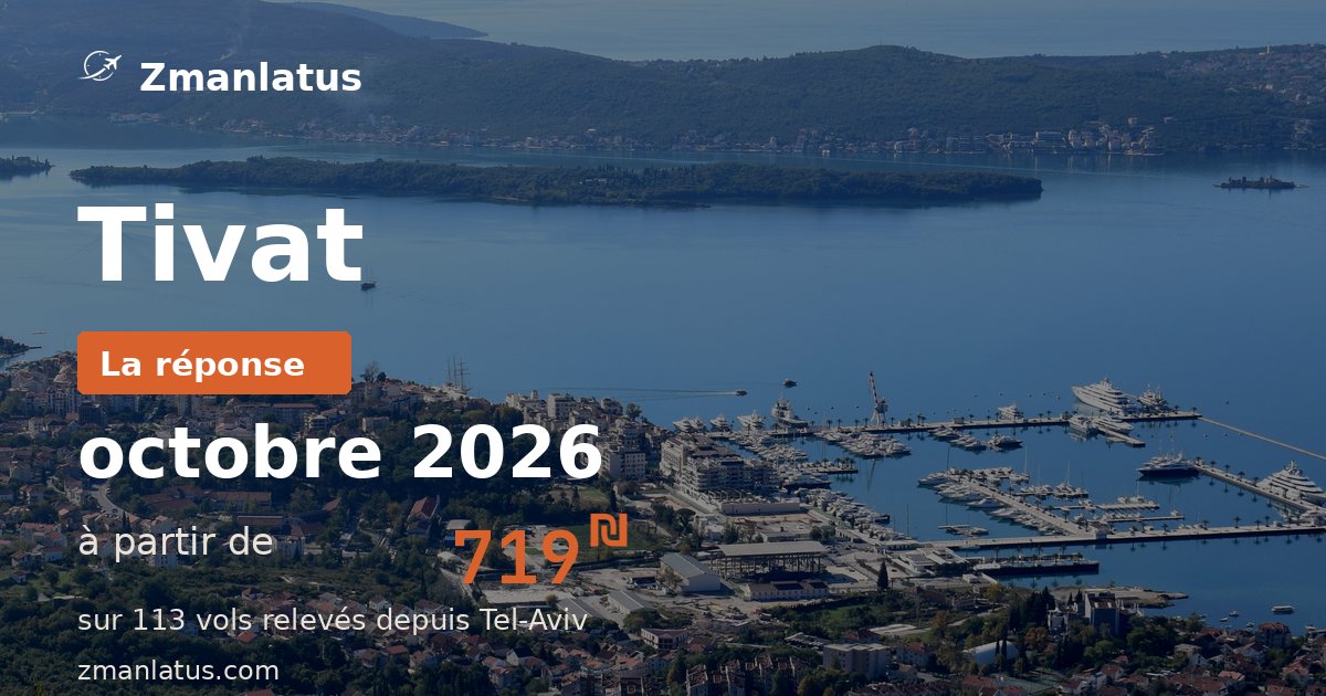 Quand part-on pour Tivat au meilleur prix — octobre 2026, à partir de 719₪